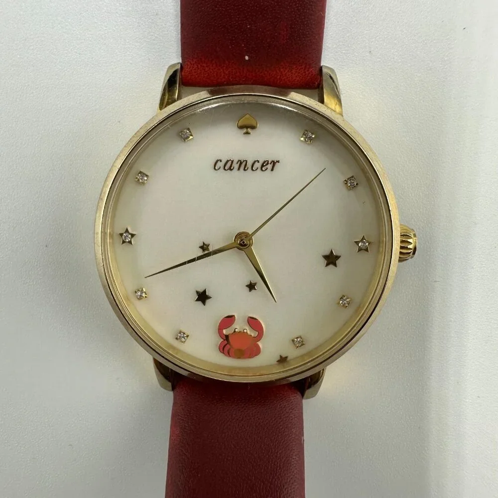 Kate Spade Zodiac Watch Women Gold Tone Cancer Crab Dial New Battery